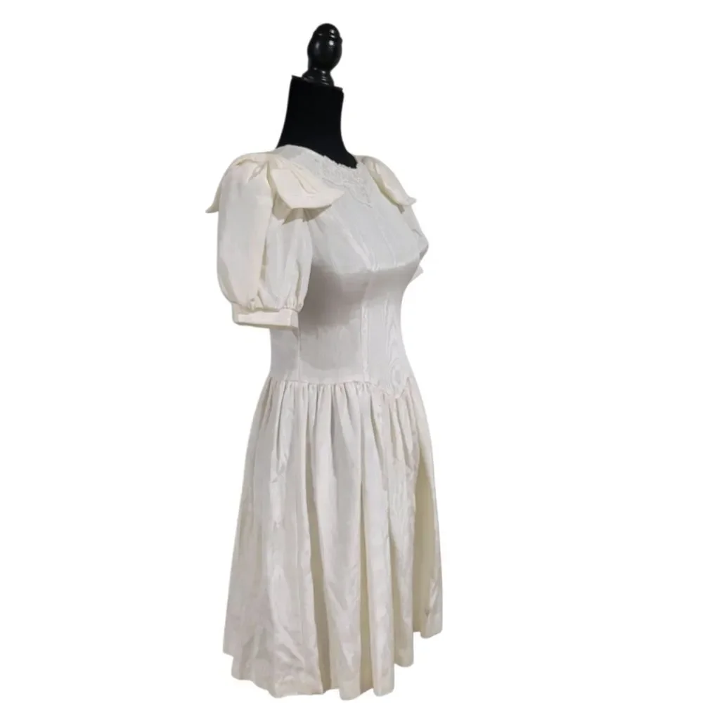 Gunne Sax Vintage 70s White Prairie Cottagecore Dress Size XS COTTAGECORE - Picture 3 of 7